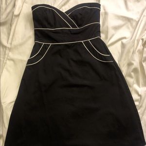 Strapless Black Dress with white piping